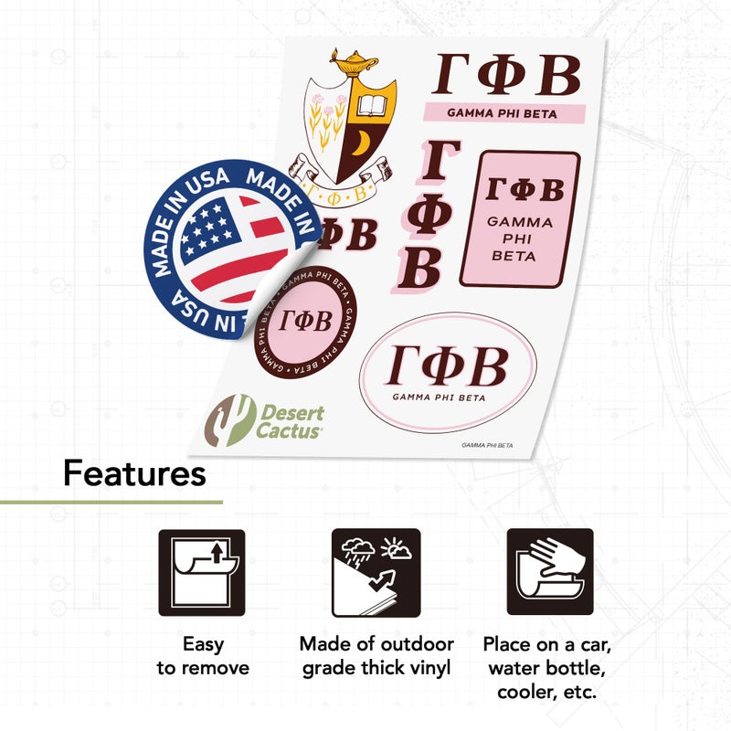 Desert Cactus Gamma Phi Beta Standard Sticker Sheet Decal Laptop Water Bottle Car (Full - Standard) - Image 4